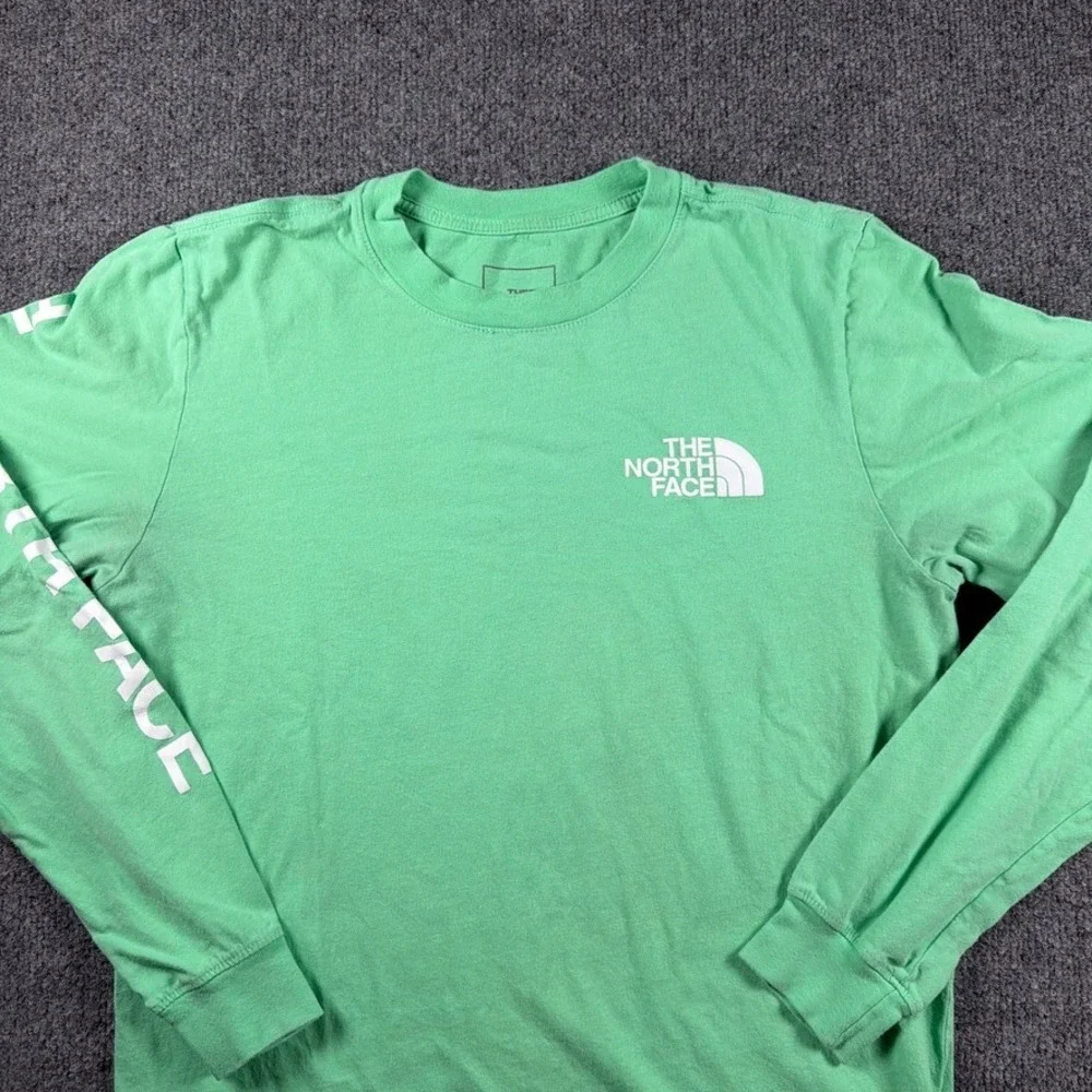 The North Face Long Sleeve Shirt Mens Small Green Logo Graphic Gorpcore